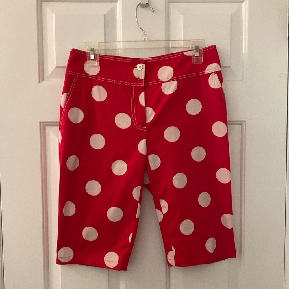 Les Copains Red and White Bermudas with Polka Dots